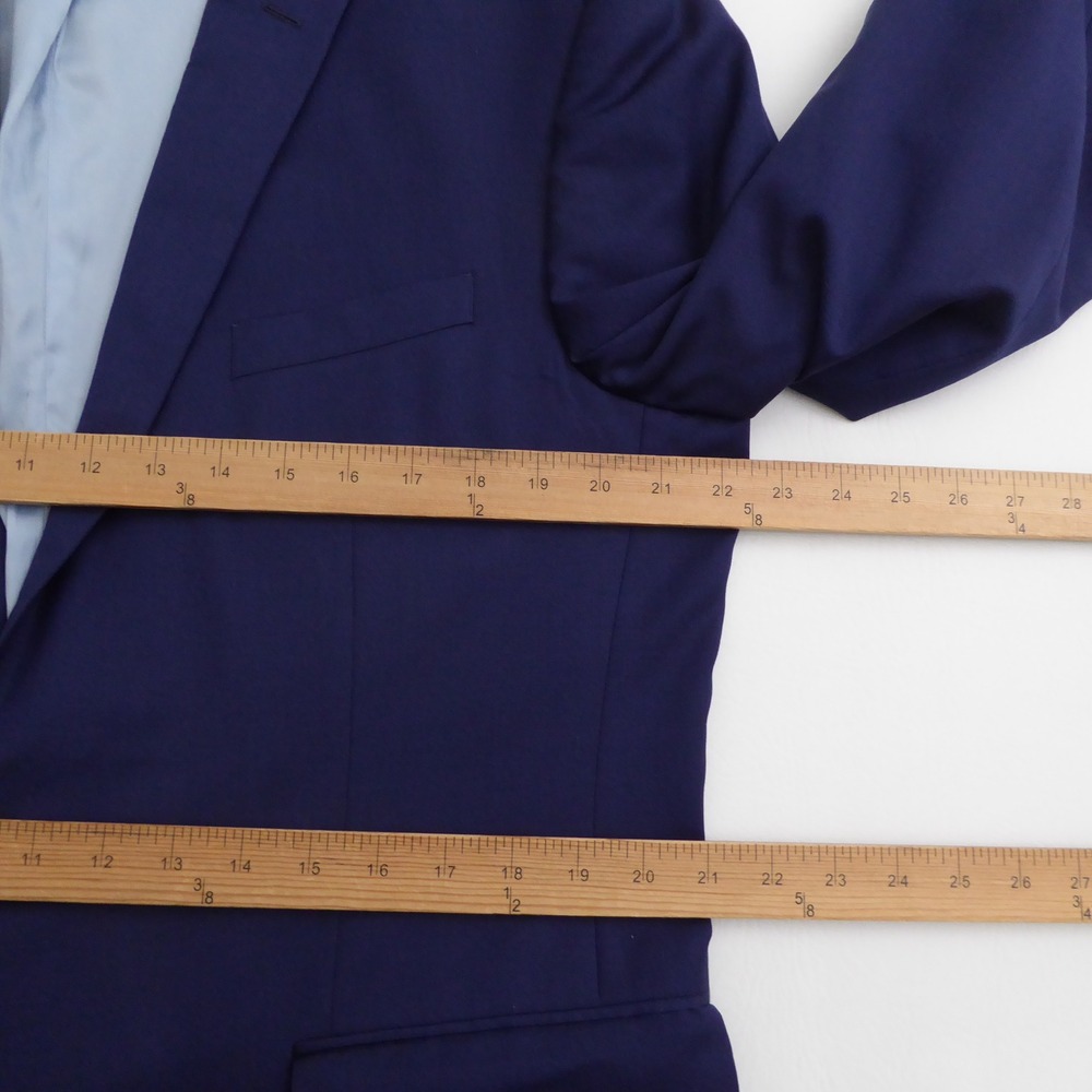 Charles Tyrwhitt Mens Blazer Blue Slim Fit Super 100s Wool Size 44R - Picture 9 of 12